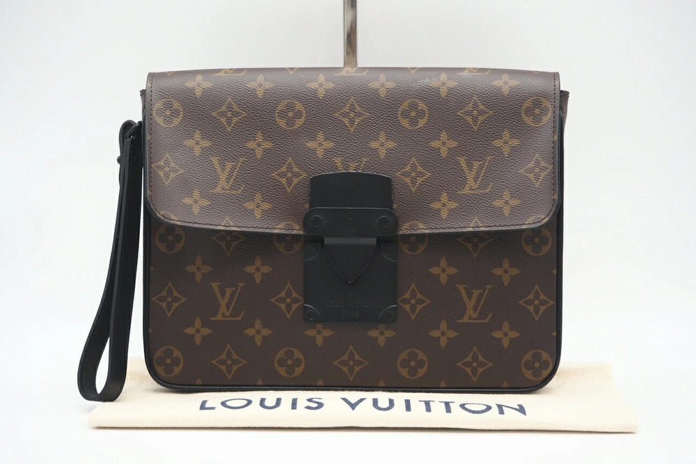 Louis Vuitton Macassar Brown Clutch bag Brown Black Canvas